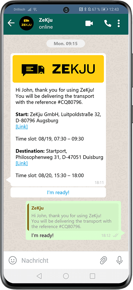 Truck driver communication using the Messenger Whatsapp Truck driver communication using the Messenger Whatsapp
